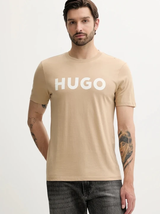 Zdjęcie produktu HUGO T-shirt męski bawełniany Dulivio beżowy