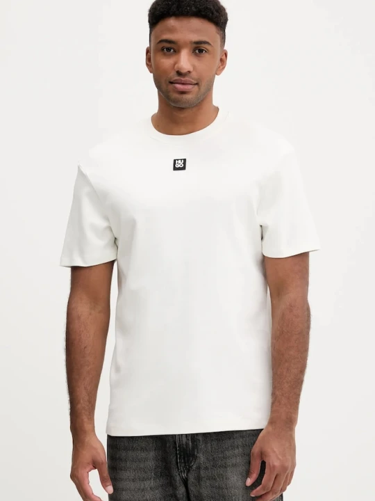 Zdjęcie produktu HUGO T-shirt męski bawełniany Dalile beżowy