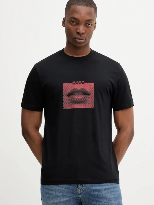 Zdjęcie produktu HUGO t-shirt bawełniany Deterni czarny