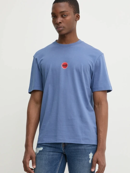 Zdjęcie produktu HUGO t-shirt bawełniany niebieski
