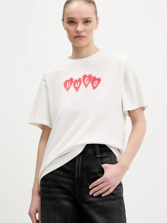 Zdjęcie produktu HUGO t-shirt bawełniany Vintage Tee_22 beżowy