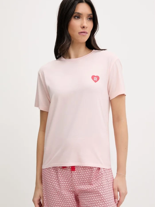 Zdjęcie produktu HUGO T-shirt damski z modalem CASUAL T-SHIRT różowy