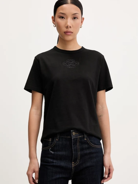Zdjęcie produktu HUGO T-shirt damski bawełniany Damacia_8 czarny