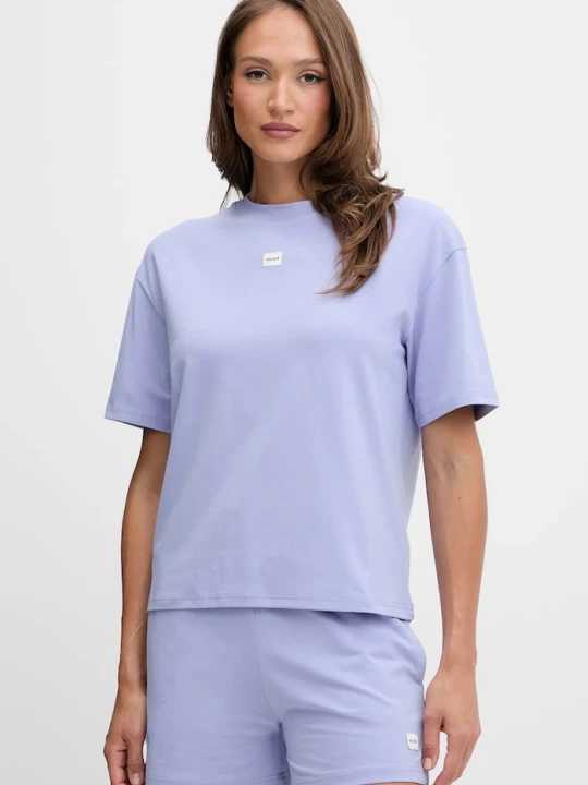 Zdjęcie produktu HUGO T-shirt oversize damski z modalem SIGNATURE_TSHIRT fioletowy