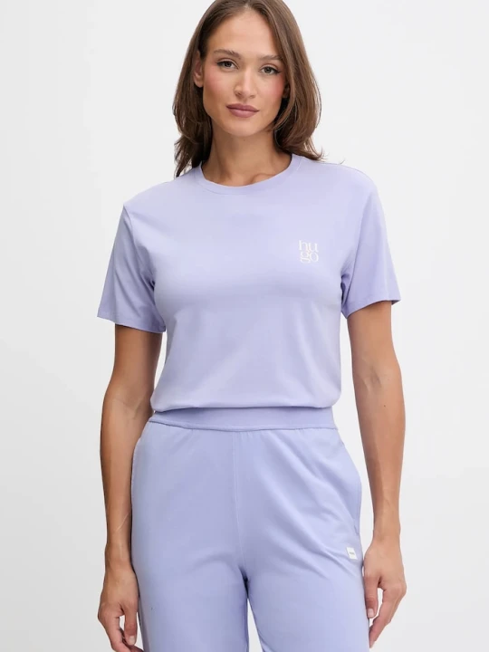 Zdjęcie produktu HUGO T-shirt damski z modalem CASUAL T-SHIRT fioletowy