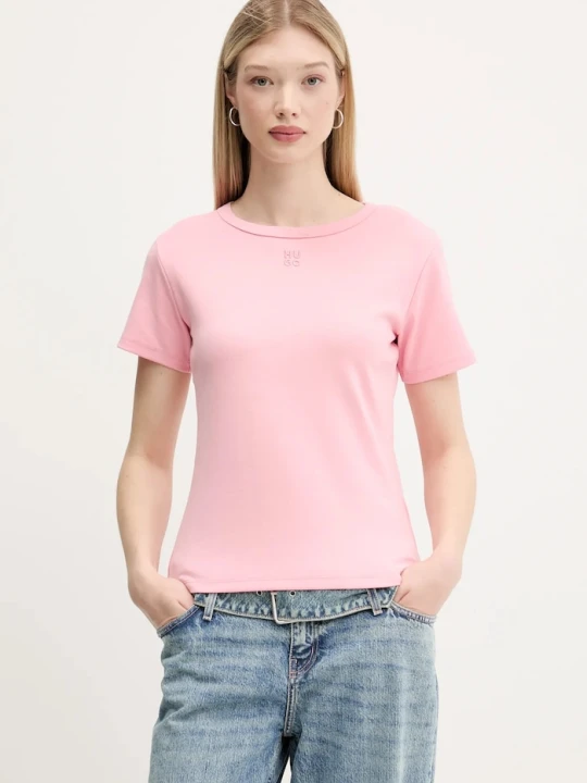 Zdjęcie produktu HUGO T-shirt damski z bawełną Deloris różowy