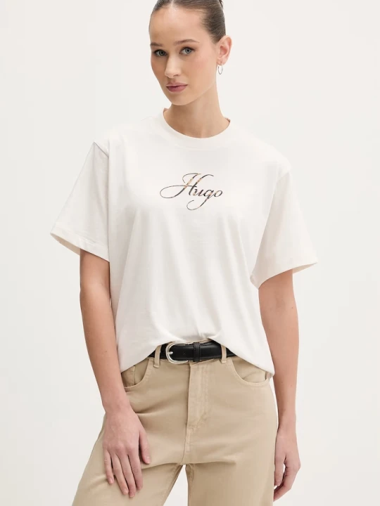Zdjęcie produktu HUGO t-shirt damski Vintage Tee_23 beżowy