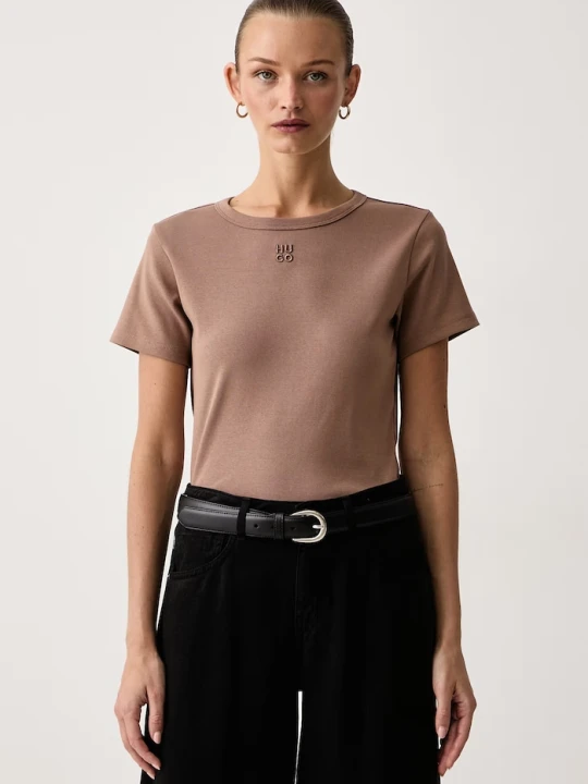 Zdjęcie produktu HUGO T-shirt damski z bawełną Deloris beżowy