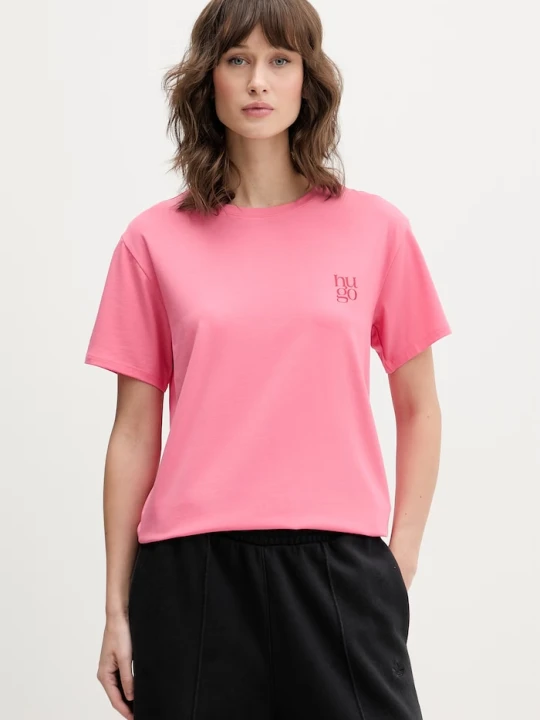 Zdjęcie produktu HUGO T-shirt damski z modalem CASUAL T-SHIRT różowy