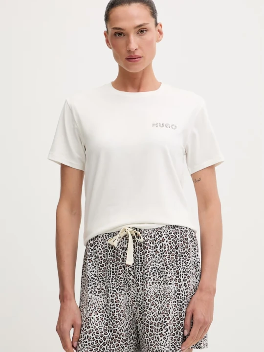 Zdjęcie produktu HUGO T-shirt damski z modalem CASUAL T-SHIRT beżowy