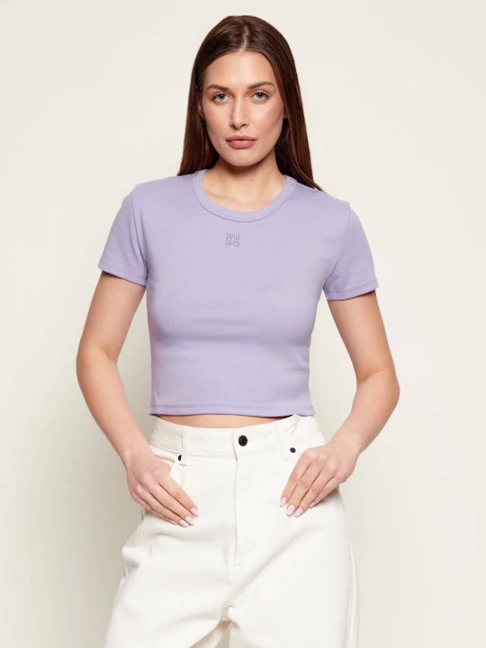 Zdjęcie produktu HUGO T-shirt Delanor | Cropped Fit fioletowy