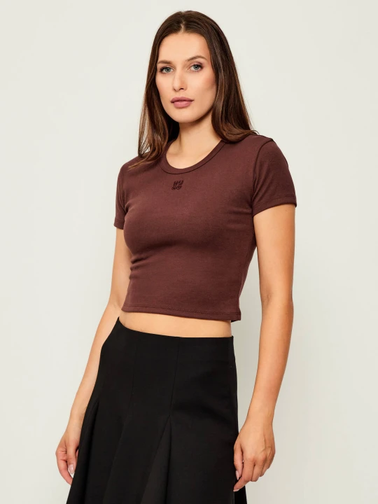 Zdjęcie produktu HUGO T-shirt Delanor | Cropped Fit brązowy