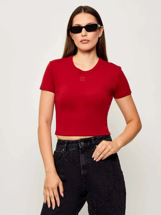 Zdjęcie produktu HUGO T-shirt Delanor | Cropped Fit czerwony