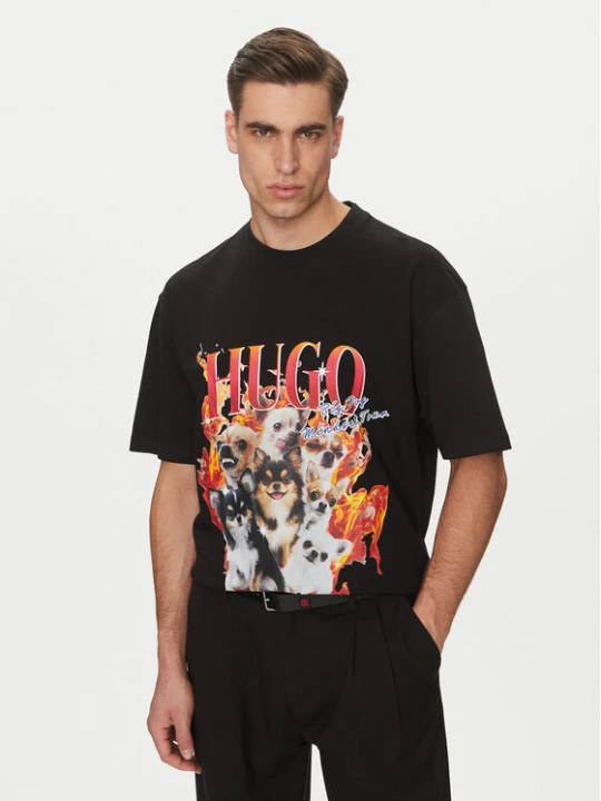 Zdjęcie produktu HUGO T-Shirt Dugie 50538259 Czarny Oversize