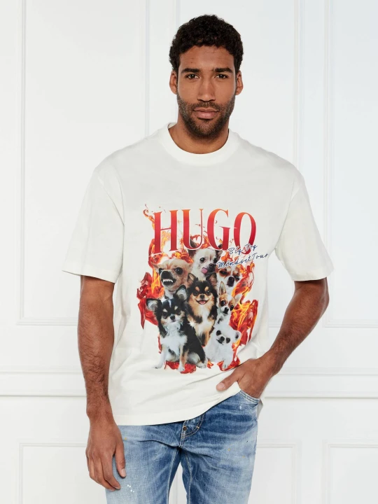 Zdjęcie produktu HUGO T-shirt Dugie | Oversize fit biały