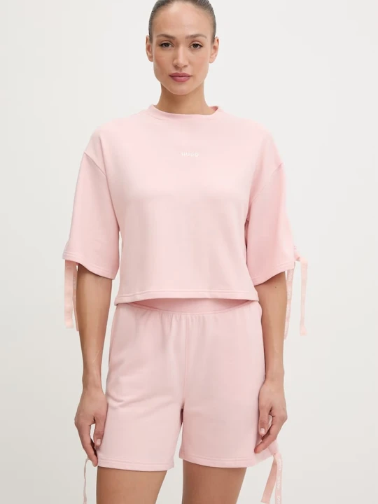 Zdjęcie produktu HUGO T-shirt lounge damski CASUAL_t-shirt różowy