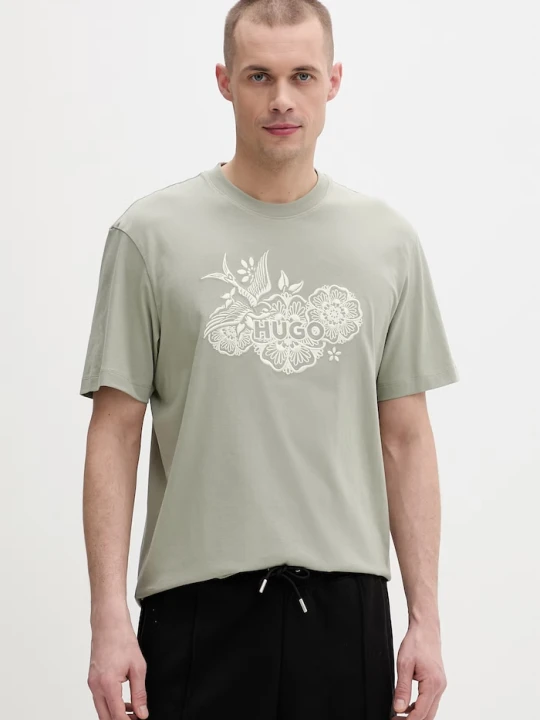 Zdjęcie produktu HUGO t-shirt męski bawełniany Dangen zielony