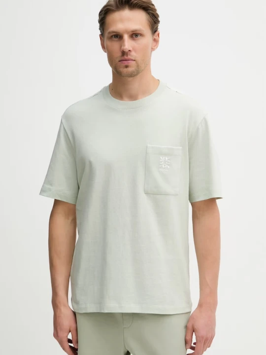 Zdjęcie produktu HUGO T-shirt męski bawełniany Darro zielony