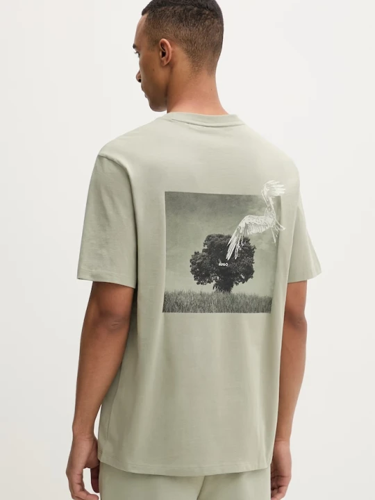 Zdjęcie produktu HUGO T-shirt męski bawełniany Derlyns zielony