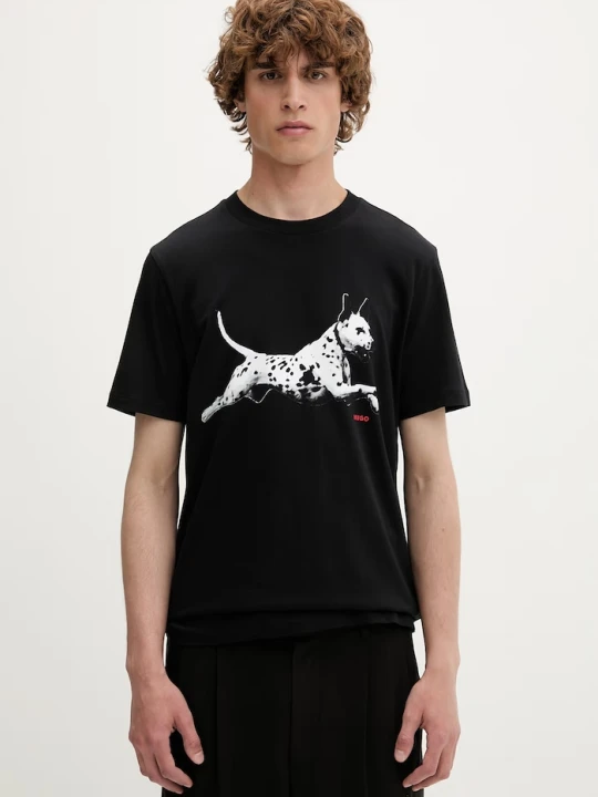 Zdjęcie produktu HUGO T-shirt męski bawełniany Dirunn czarny