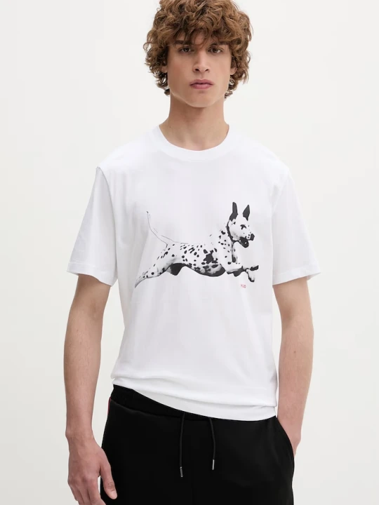 Zdjęcie produktu HUGO T-shirt męski bawełniany Dirunn biały