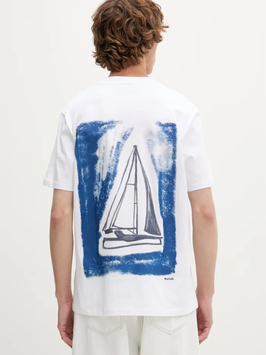 Zdjęcie produktu HUGO T-shirt męski bawełniany Disail biały