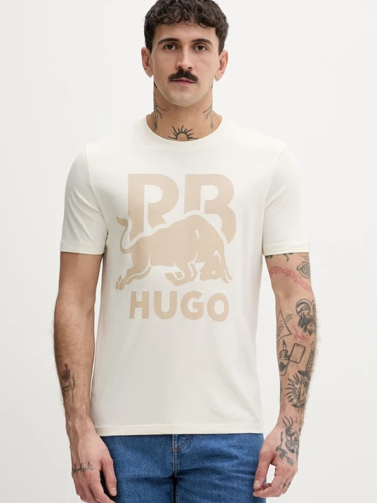 Zdjęcie produktu HUGO t-shirt męski bawełniany Dlix_RB beżowy