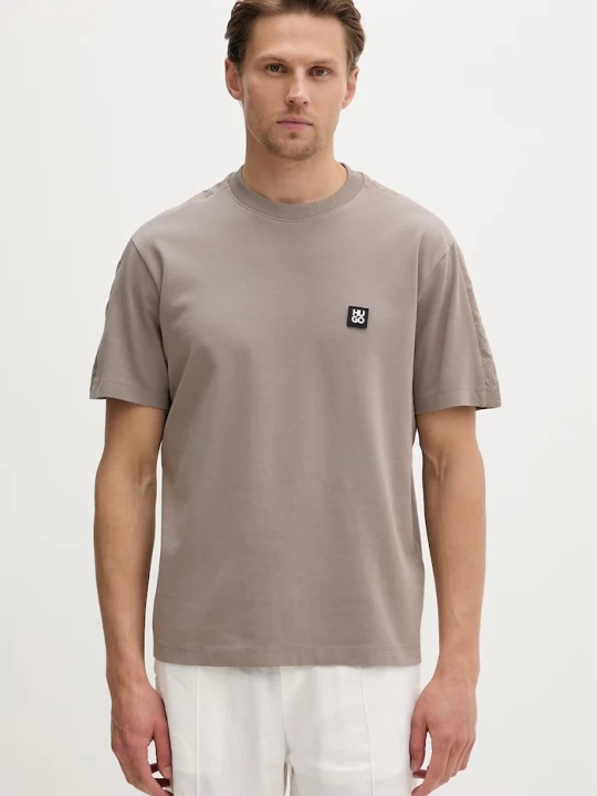 Zdjęcie produktu HUGO T-shirt męski bawełniany Drostee beżowy