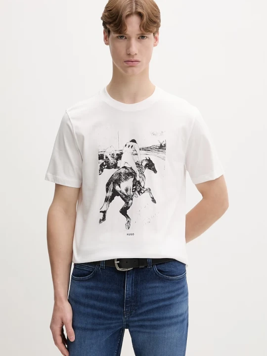 Zdjęcie produktu HUGO T-shirt męski bawełniany Duhorse biały