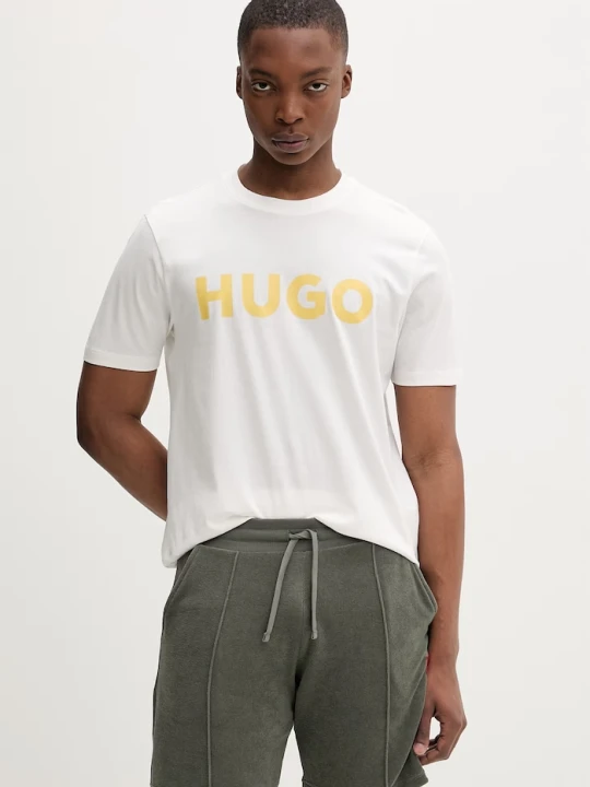 Zdjęcie produktu HUGO T-shirt męski bawełniany Dulivio beżowy