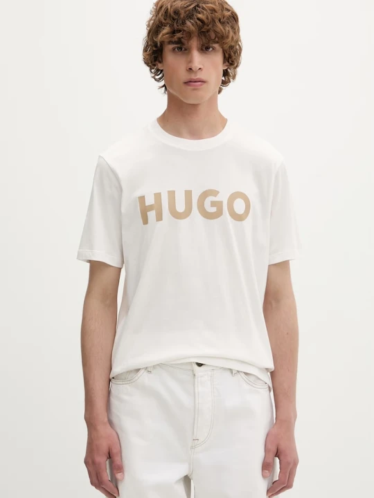 Zdjęcie produktu HUGO T-shirt męski bawełniany Dulivio beżowy