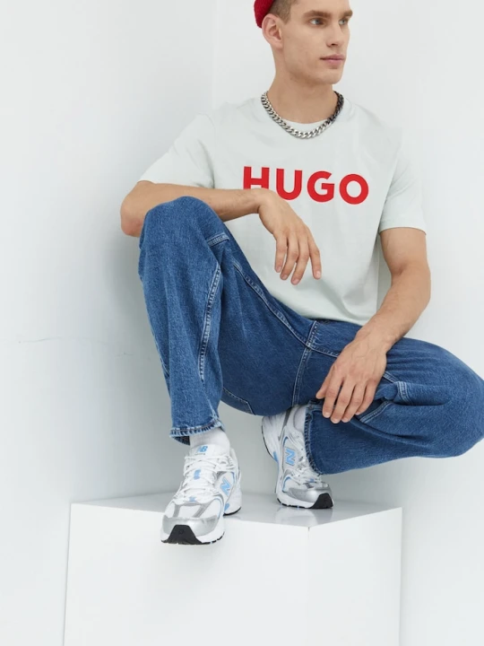 Zdjęcie produktu HUGO T-shirt męski bawełniany Dulivio zielony