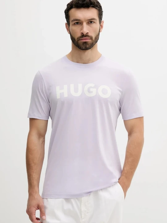 Zdjęcie produktu HUGO T-shirt męski bawełniany Dulivio fioletowy