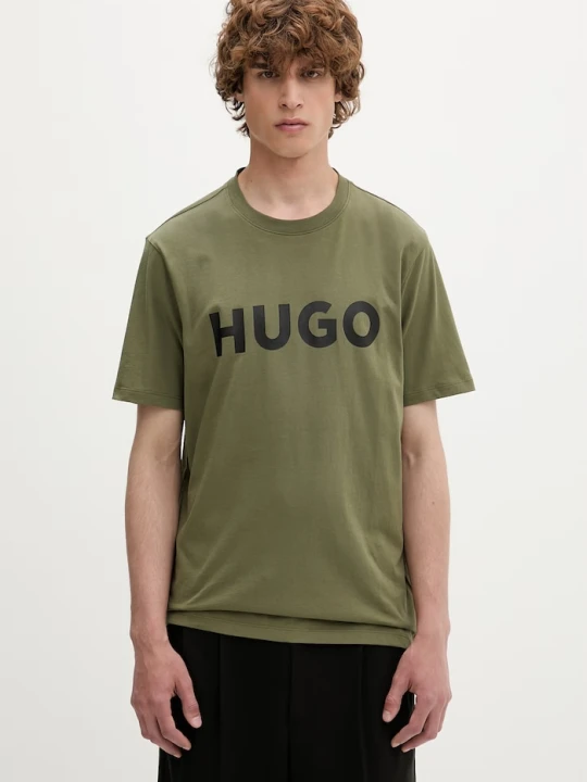 Zdjęcie produktu HUGO T-shirt męski bawełniany z elastanem Dulivio zielony