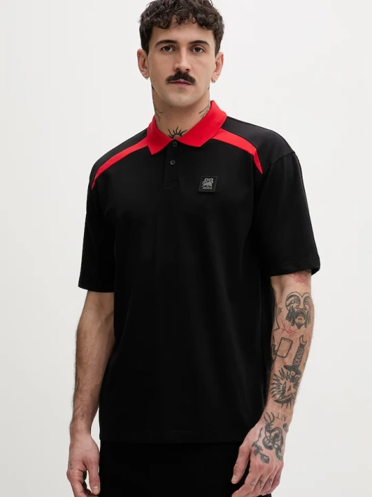 Zdjęcie produktu HUGO t-shirt męski bawełniany z elastanem Dunios_RB czarny