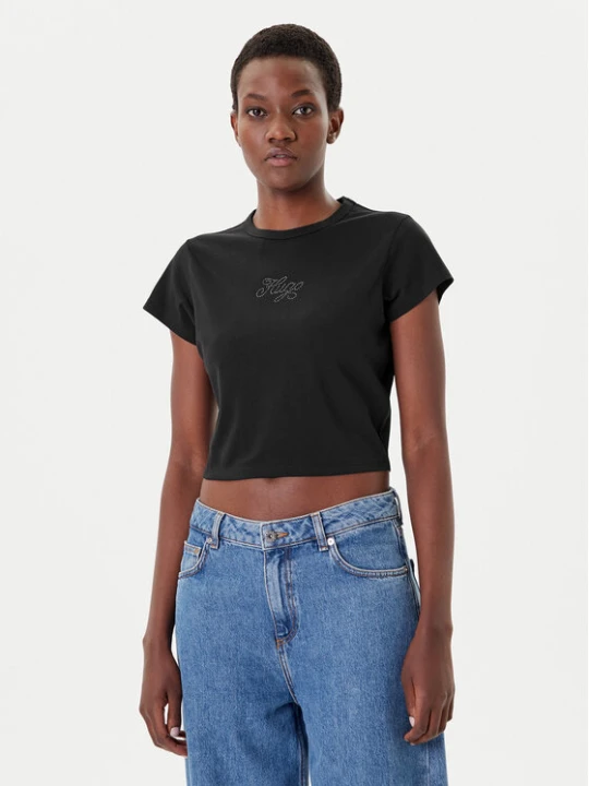 Zdjęcie produktu HUGO T-Shirt Rhinestone 50551404 Czarny Slim Fit