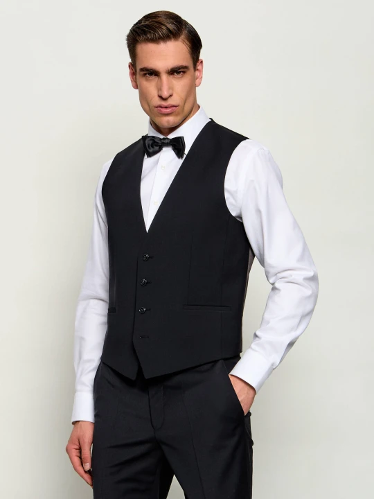 Zdjęcie produktu HUGO Wełniana kamizelka Vin253X-MH | Slim Fit czarny