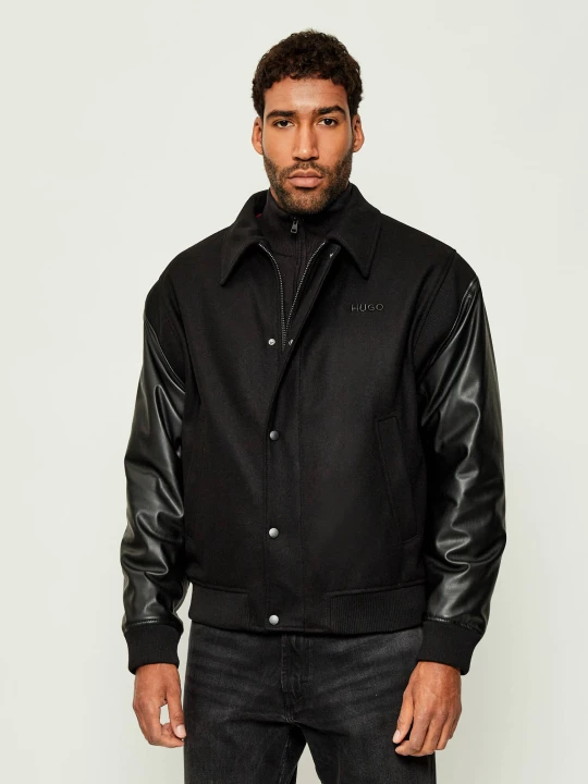 Zdjęcie produktu HUGO Wełniana kurtka bomber Barkus2541 | Relaxed fit czarny