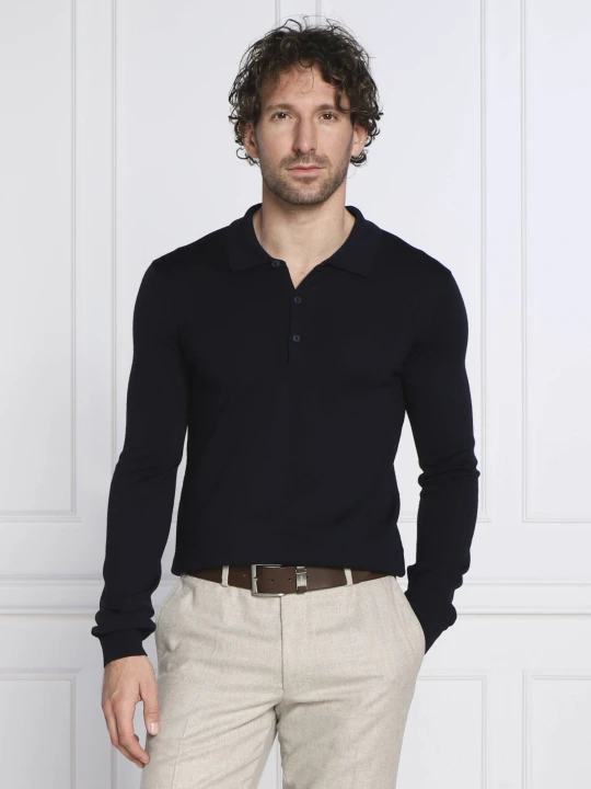 Zdjęcie produktu HUGO Wełniane polo San Pepe | Slim Fit granatowy