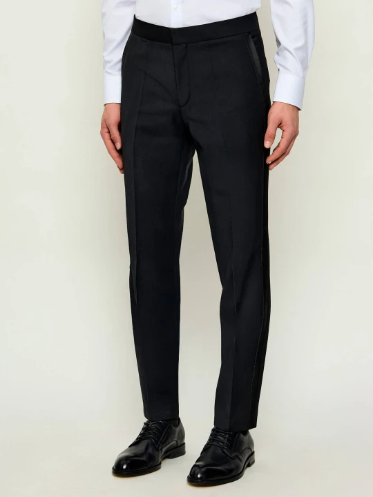 Zdjęcie produktu HUGO Wełniane spodnie Hesten224E1X | Extra slim fit czarny