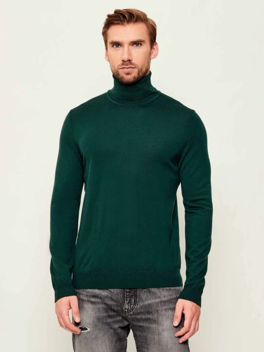 Zdjęcie produktu HUGO Wełniany golf San Thomas-M | Regular Fit butelkowa zieleń