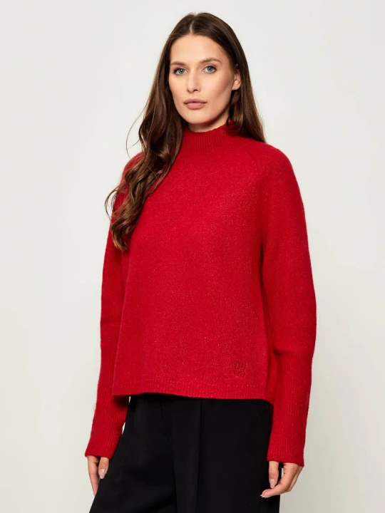 Zdjęcie produktu HUGO Wełniany półgolf Surpio | Relaxed fit czerwony