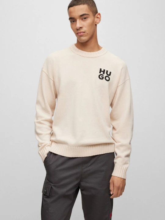 Zdjęcie produktu HUGO Wełniany sweter San Cassio-L | Regular Fit beżowy
