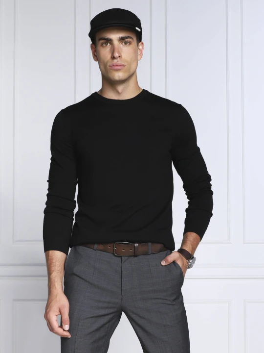 Zdjęcie produktu HUGO Wełniany sweter San Cedric-M1 | Regular Fit czarny
