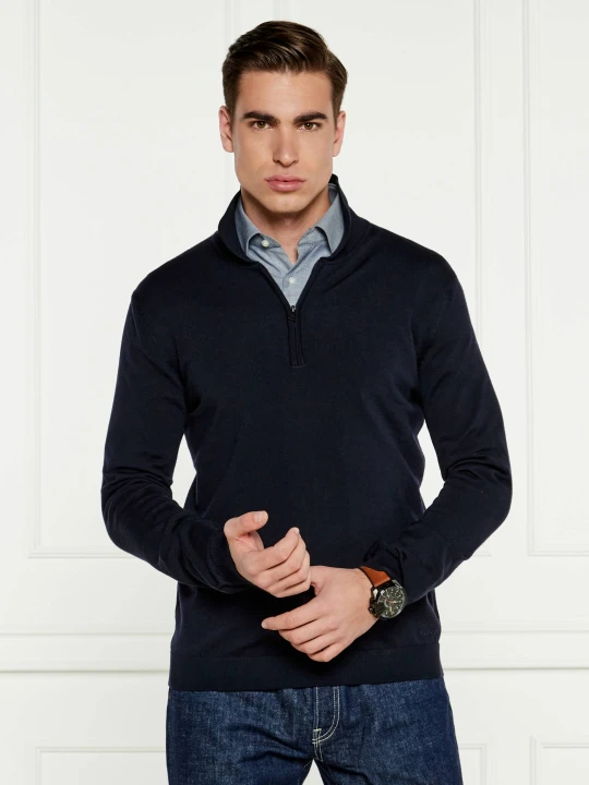 Zdjęcie produktu HUGO Wełniany sweter San Pepe-M1 | Regular Fit granatowy