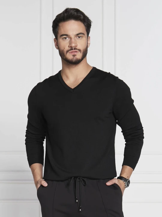 Zdjęcie produktu HUGO Wełniany sweter San Vredo-M | Slim Fit czarny