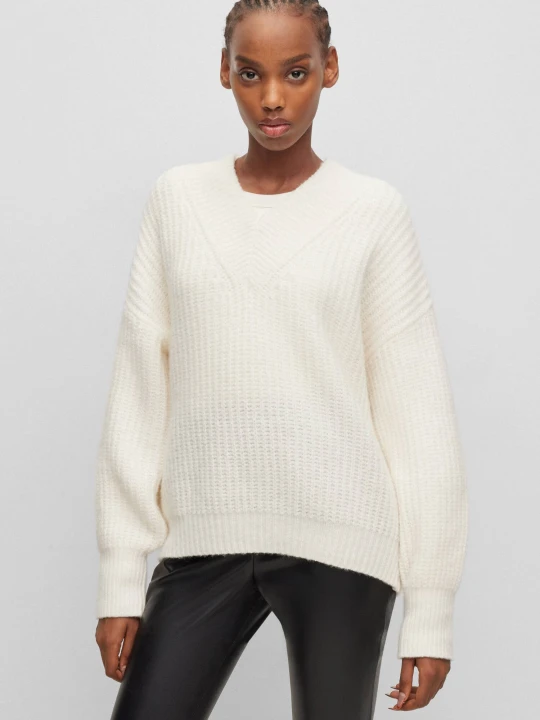 Zdjęcie produktu HUGO Wełniany sweter Sesamia | Oversize fit biały