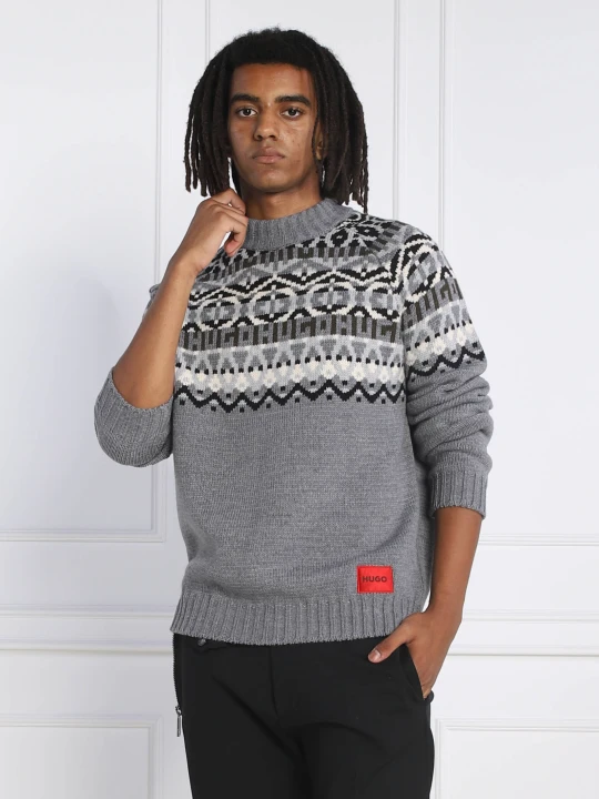 Zdjęcie produktu HUGO Wełniany sweter Steenor | Relaxed fit szary