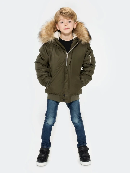 Zdjęcie produktu HULABALU Kurtka zimowa "Murmask" w kolorze khaki rozmiar: 122 / 128