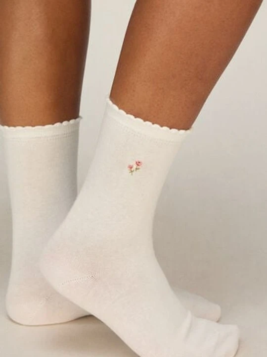 Zdjęcie produktu Hunkemöller 3-pak Bawełnianych Skarpetek w Kwiaty Różowy